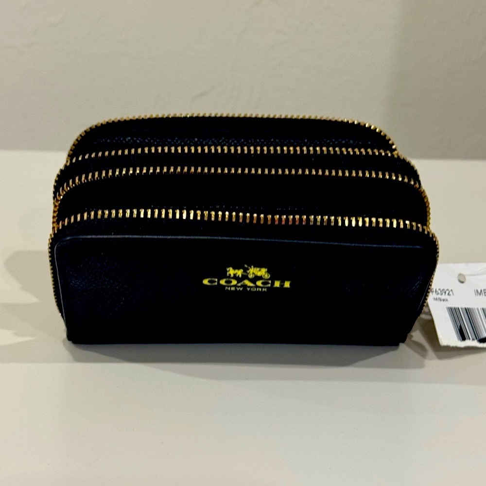 Coach Black Wallet with Gold Accents